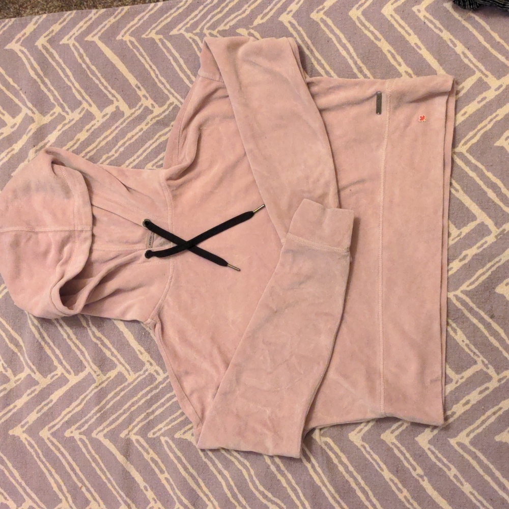 Calvin Klein pink crushed velvet hoodie